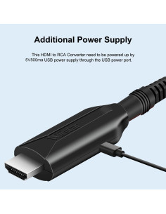 Adaptador HDMI a RCA HDSUNWSTD Full HD 1080p NTSC PAL 2