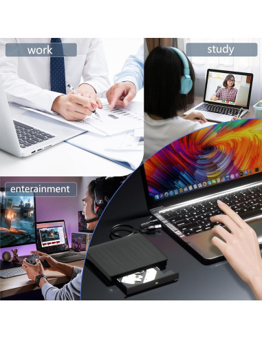 Unidad de CD/DVD Externa Yaeonku USB 3.0 Tipo C 305g
