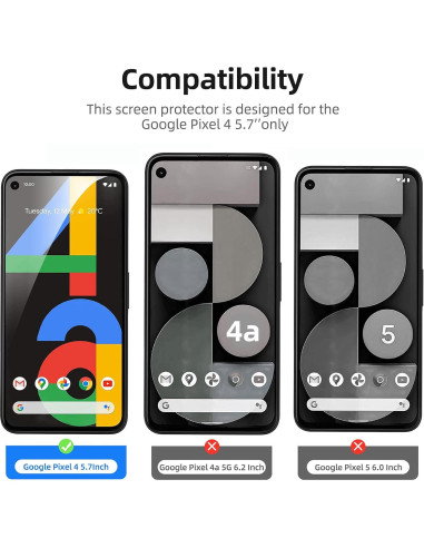 Protector de Pantalla Vidrio Templado NEW'C para Google Pixel 4a 4G