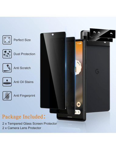 Protector de Pantalla Privado Vidrio Templado Google Pixel 6A