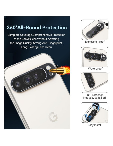 Protector de Lente de Cámara Zeking para Google Pixel 9 Pro XL - 2 Paquetes, Dureza 9H