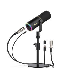 Micrófono Gaming TONOR TD520S XLR/USB con Luz RGB y Monitoreo