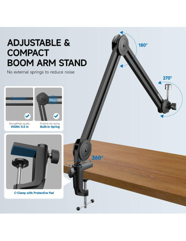 Brazo de Micrófono iQLQPQ Soporte de Suspensión 35cm Metal