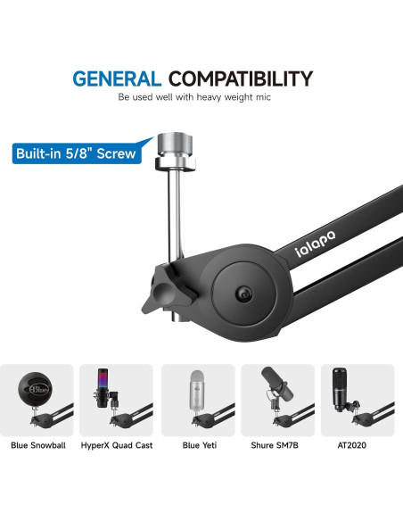 Brazo de Micrófono iQLQPQ Soporte de Suspensión 35cm Metal