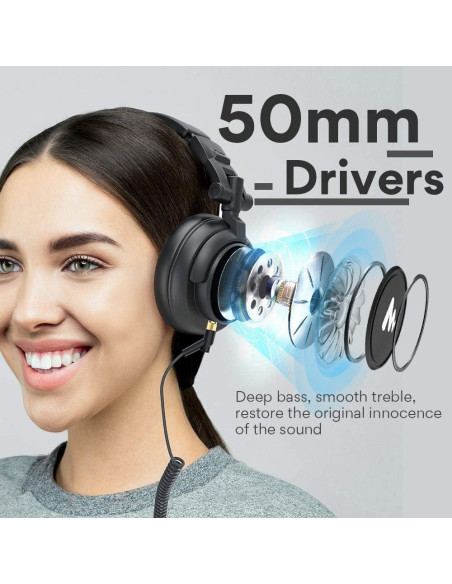 Micrófono USB MAONO PM422 con Auriculares MH601 para Podcast