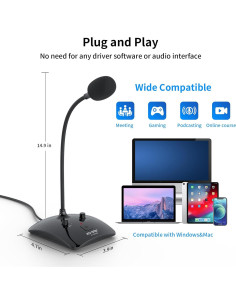 Micrófono de Condensador Omnidireccional KO-STAR USB Negro 2