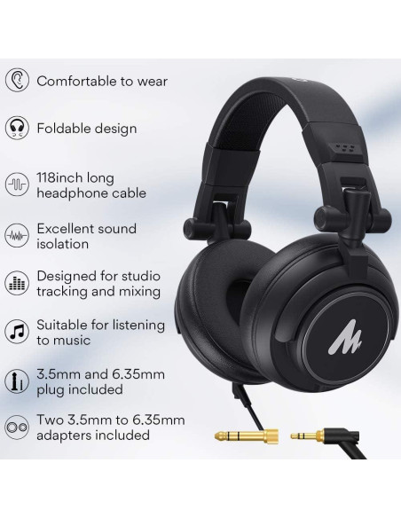 Micrófono USB MAONO PM422 con Auriculares MH601 para Podcast