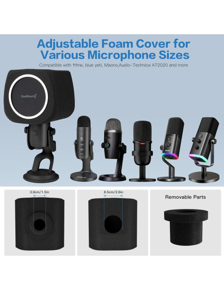 Escudo de Aislamiento de Micrófono ZealSound WS18 Negro
