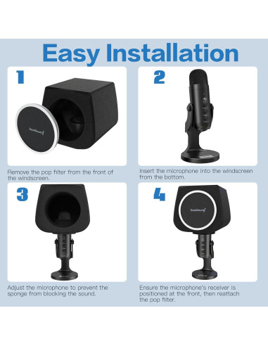 Escudo de Aislamiento de Micrófono ZealSound WS18 Negro