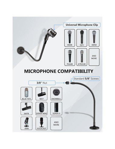 Soporte de Micrófono Flexible Cuello de Ganso 48 cm - Universal