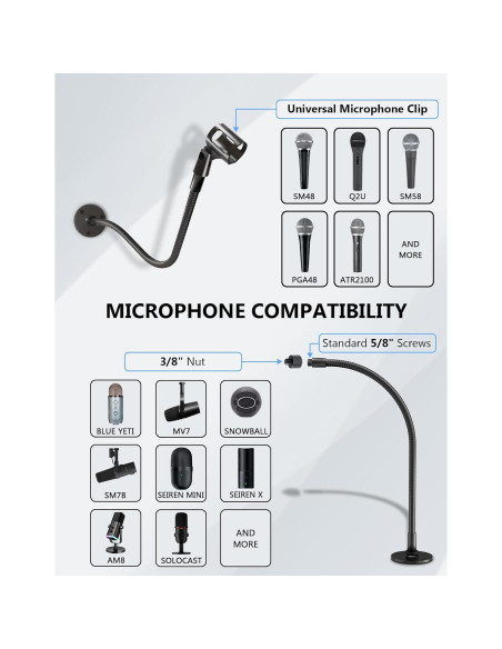Soporte de Micrófono Flexible Cuello de Ganso 48 cm - Universal