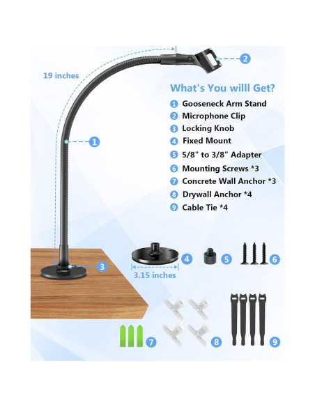 Soporte de Micrófono Flexible Cuello de Ganso 48 cm - Universal