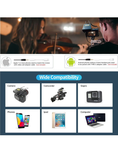 Micrófono Lavalier Inalámbrico LENSGO LWM-328C UHF 99 Canales