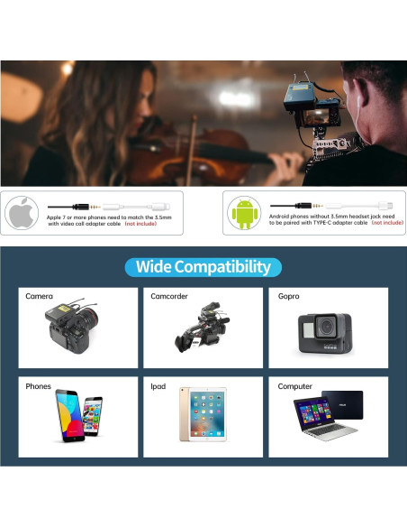 Micrófono Lavalier Inalámbrico LENSGO LWM-328C UHF 99 Canales