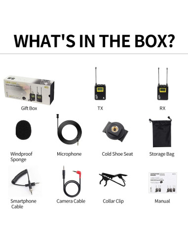 Micrófono Lavalier Inalámbrico LENSGO LWM-328C UHF 99 Canales