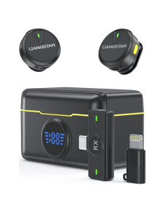 Micrófono Lavalier Inalámbrico LIANGSTAR para iPhone/Android, 40H Batería, Cancelación de Ruido