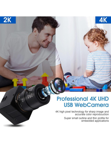 Cámara USB 4K IFWATER Lente Varifocal 2.8-12mm 306g