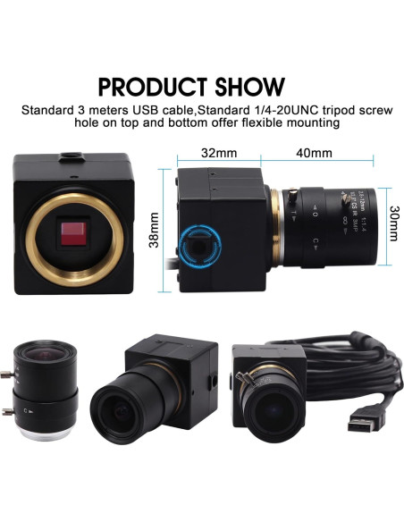 Cámara USB 4K IFWATER Lente Varifocal 2.8-12mm 306g