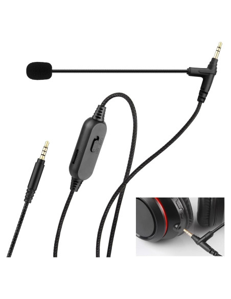 Cable de Micrófono Boom DUNGZDUZ 2.0M con Silencio y Volumen