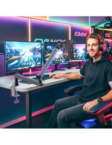 Brazo de Micrófono Ajustable HLS09 de Aluminio Negro