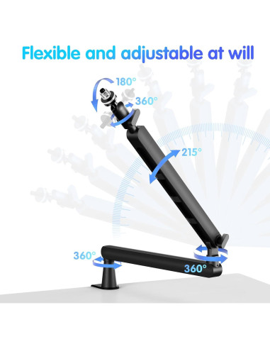 Brazo de Micrófono Ajustable HLS09 de Aluminio Negro