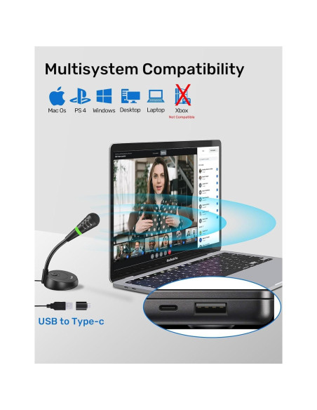 Micrófono USB Etour Mini Cardioide para PC y Mac - 1.8m Micrófono USB Etour Mini Cardioide para PC y Mac - 1.8m