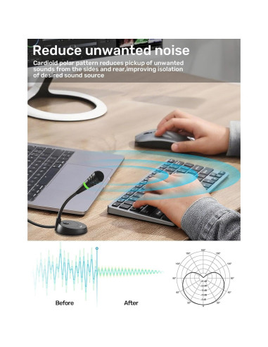 Micrófono USB Etour Mini Cardioide para PC y Mac - 1.8m