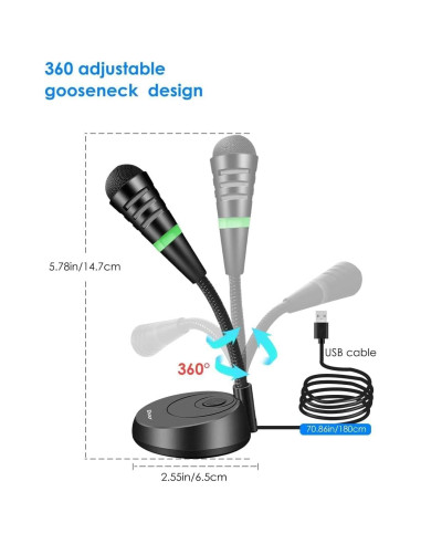 Micrófono USB Etour Mini Cardioide para PC y Mac - 1.8m