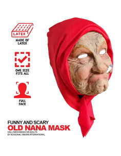 Máscara de látex Vieja Nana con pañuelo para adultos 2