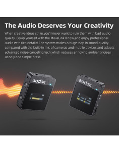 Micrófono Lavalier GODOX MoveLink II M1 Negro, 100m, 8h Batería 2