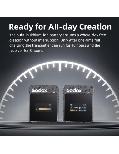 Micrófono Lavalier GODOX MoveLink II M1 Negro, 100m, 8h Batería