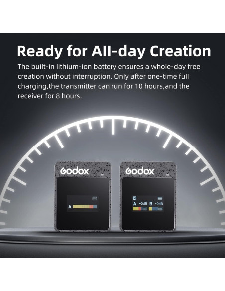 Micrófono Lavalier GODOX MoveLink II M1 Negro, 100m, 8h Batería