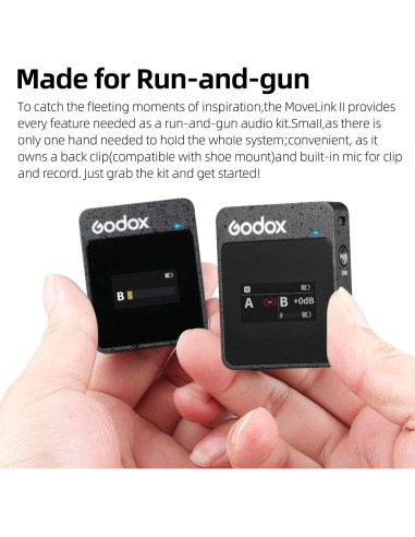 Micrófono Lavalier GODOX MoveLink II M1 Negro, 100m, 8h Batería