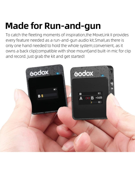 Micrófono Lavalier GODOX MoveLink II M1 Negro, 100m, 8h Batería