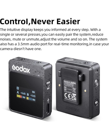 Micrófono Lavalier GODOX MoveLink II M1 Negro, 100m, 8h Batería