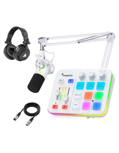 Micrófono Dinámico MAONO XLR/USB con Mezclador y Efectos RGB