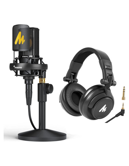 Micrófono de Condensador XLR MAONO PM500 + Auriculares AU-MH601