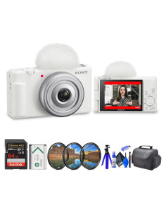 Cámara de Vlogging Sony ZV-1F Blanca + Kit Completo 64GB