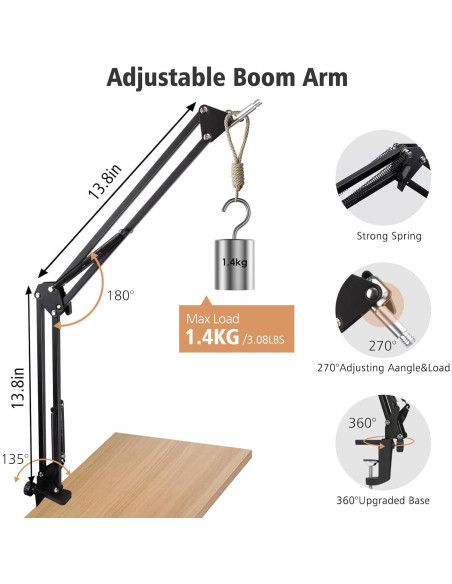 Brazo de Micrófono SUNMON para Samson Q9U - Soporte Plegable 68 cm