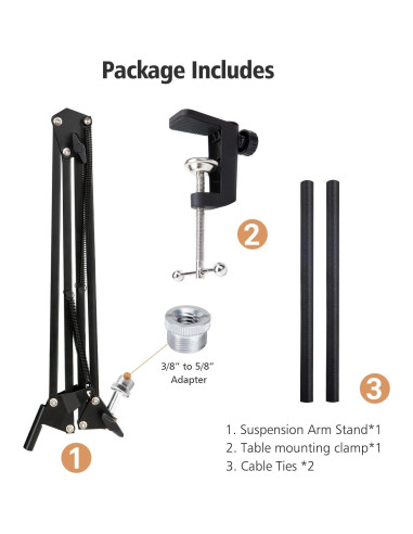 Brazo de Micrófono SUNMON para Samson Q9U - Soporte Plegable 68 cm