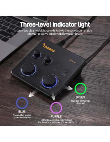 Interfaz de Audio USB MAONO PS22 Lite 24-bit/192kHz XLR