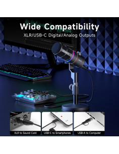Micrófono Gaming USB Comica EJoy D10 Dinámico RGB 1.15kg 2