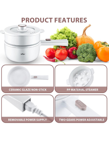 Olla Eléctrica Bear 1.6L con Vaporera y Control de Potencia