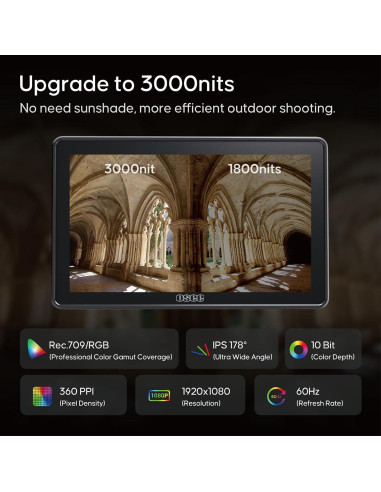 Monitor de Cámara Osee G7 Pro 7" Táctil 3000Nits 4K HDMI