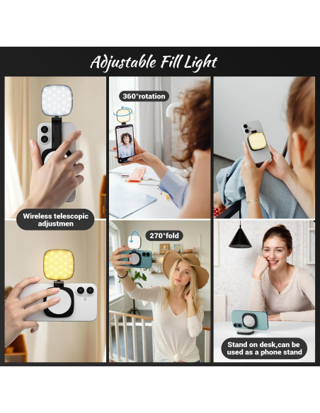 Luz de Selfie Magnética Recargable 5 Modos LED - F-662