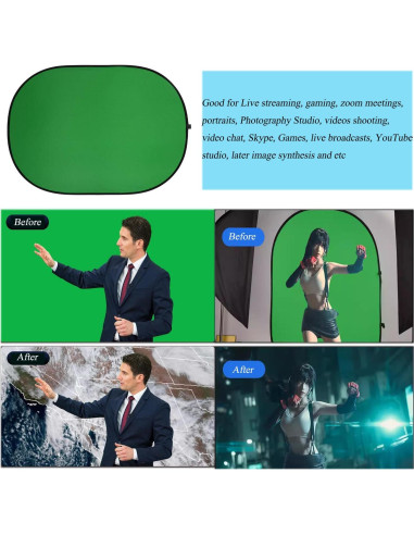 Fondo Chromakey 2 en 1 Verde y Azul YUOCU 150x200cm con Soporte