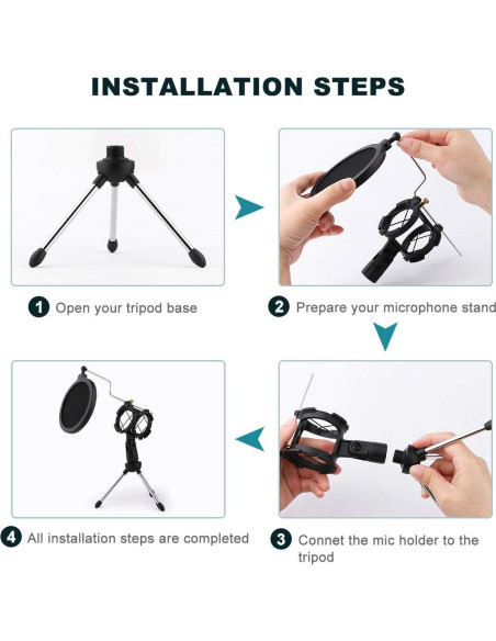 Soporte de Micrófono de Escritorio Dreokee Ajustable con Filtro Pop