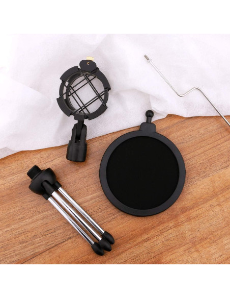 Soporte de Micrófono de Escritorio Dreokee Ajustable con Filtro Pop