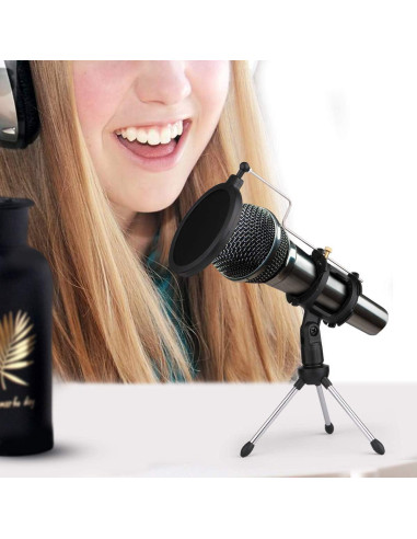 Soporte de Micrófono de Escritorio Dreokee Ajustable con Filtro Pop