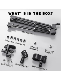 Brazo de Micrófono Profesional Aluminio Negro con Adaptadores 2